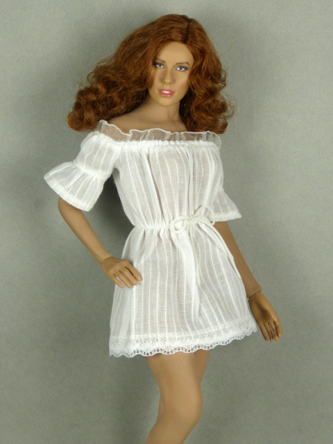 Nouveau Toys 1/6 Scale Female White Lace Off-Shoulder Romper Mini Dress